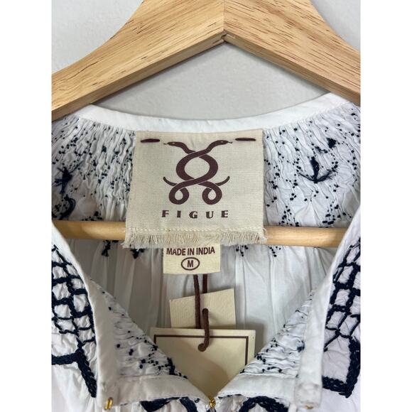 NWT Figue Poplin Embroidered Tassel Corded Frankie Top Clean White Size: Medium - Picture 5 of 10